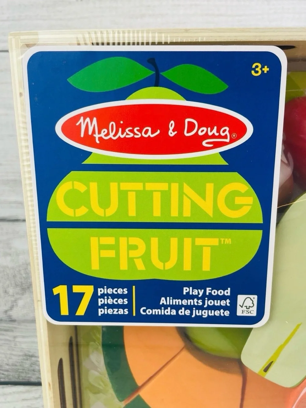 Melissa & Doug Cutting Fruit Play Set Wooden Food Kitchen Accessory 17pcs NEW